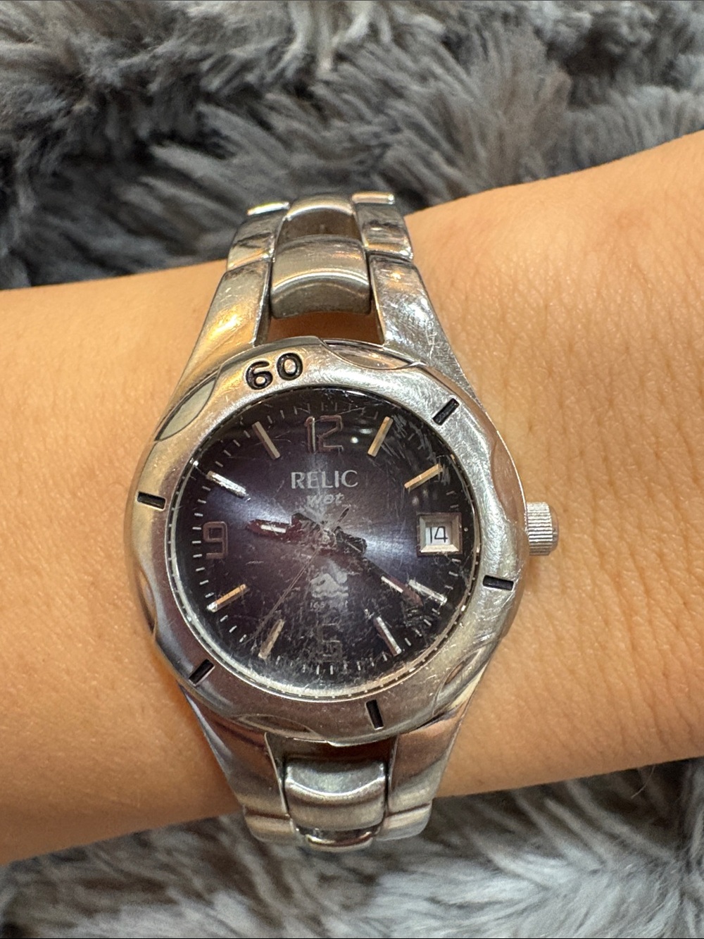 Relic Silver Wristwatch with Dark Dial
